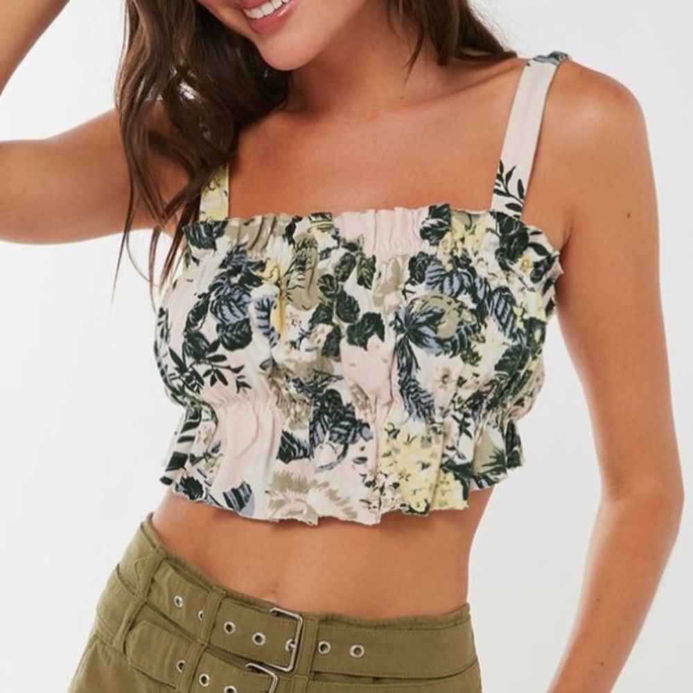 UO riley ruffle tie-back crop top